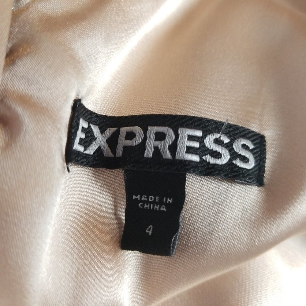 Express Gold Metallic Ruched Mini Dress - Picture 8 of 10